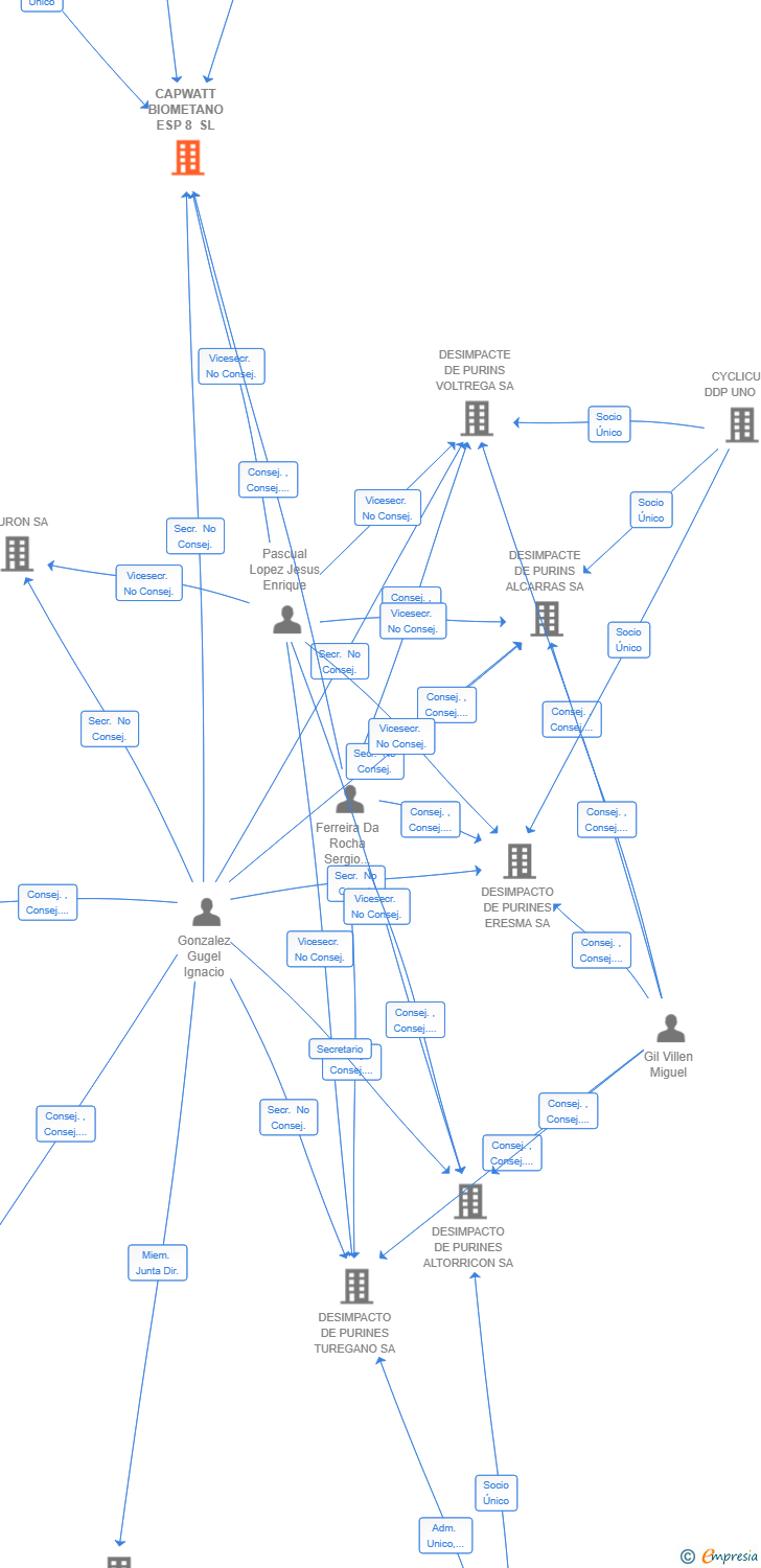 Vinculaciones societarias de CAPWATT BIOMETANO ESP 8 SL