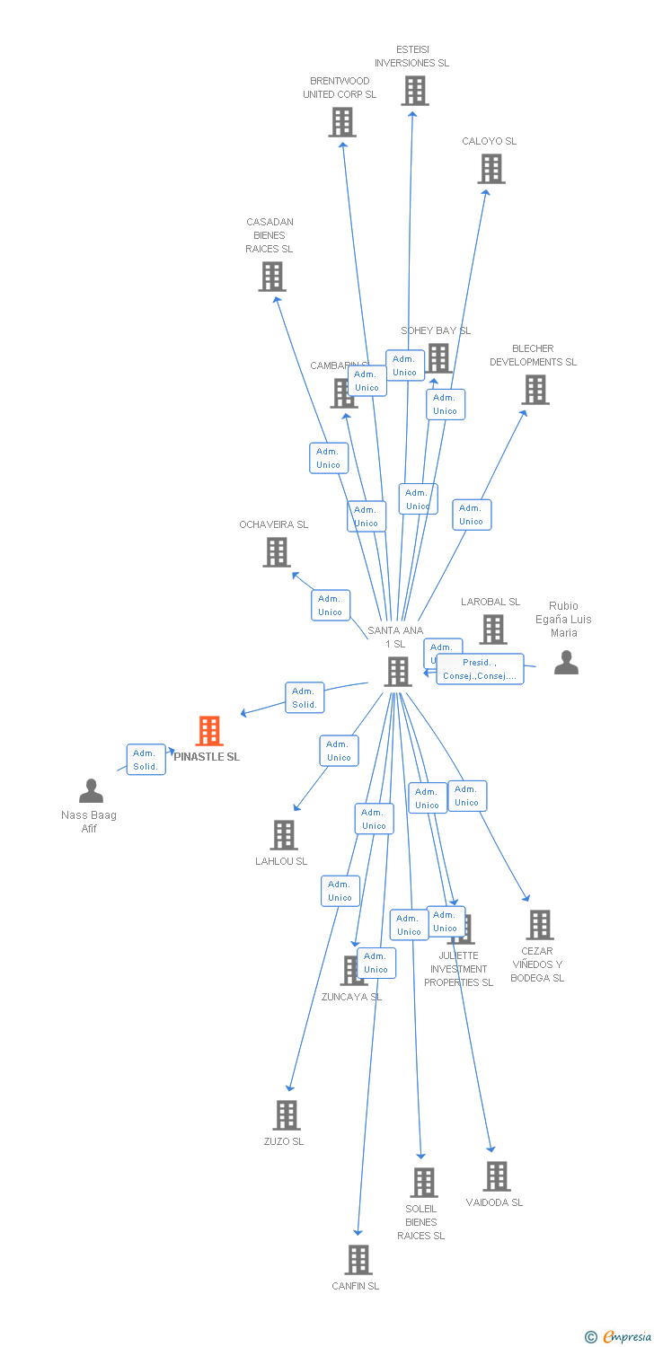 Vinculaciones societarias de PINASTLE SL