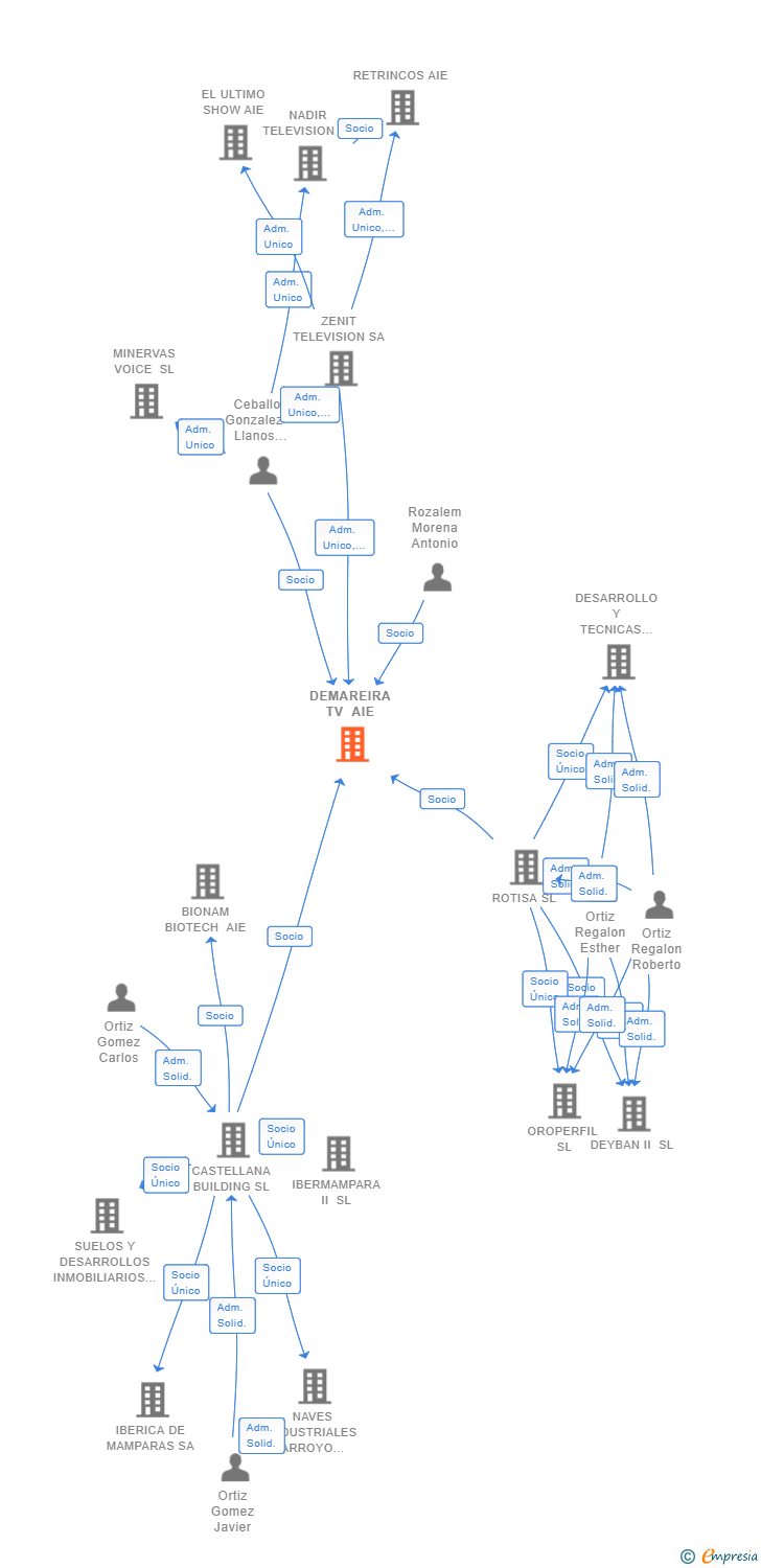 Vinculaciones societarias de DEMAREIRA TV AIE