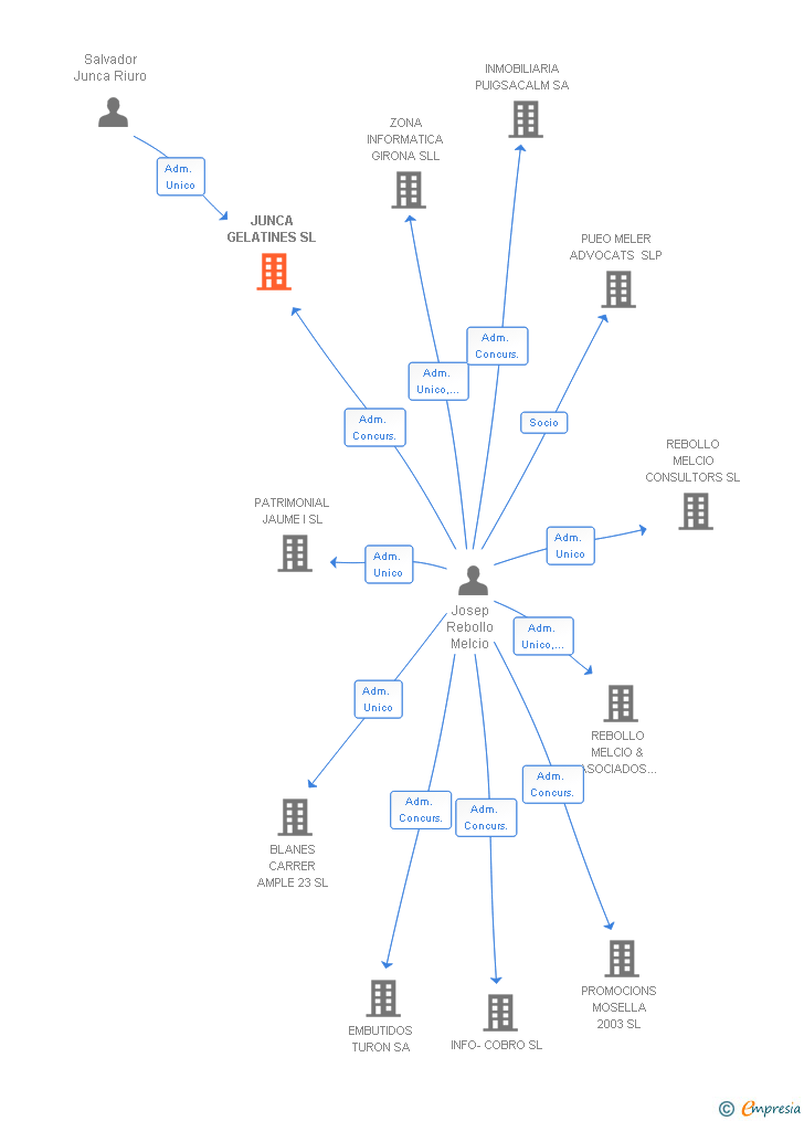 Vinculaciones societarias de JUNCA GELATINES SL