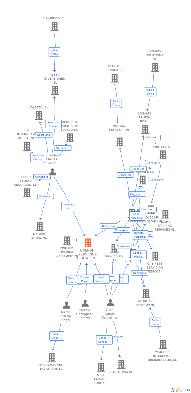 Vinculaciones societarias de OPENDIT SERVICIOS DIGITALES SL