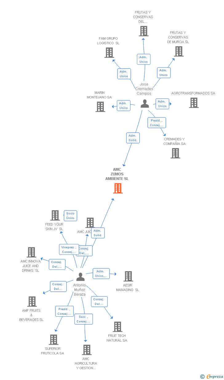 Vinculaciones societarias de AMC ZUMOS AMBIENTE SL