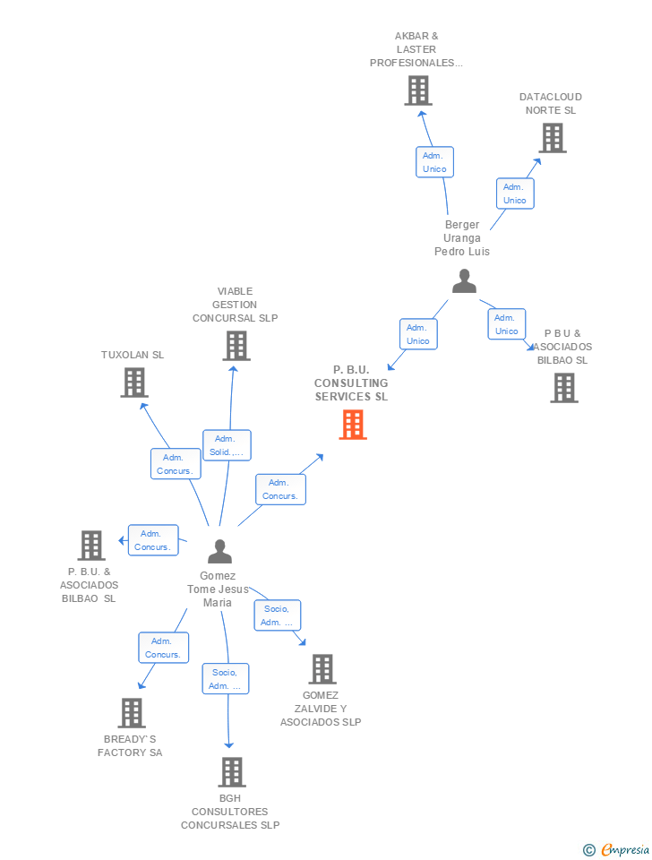 Vinculaciones societarias de P.B.U. CONSULTING SERVICES SL