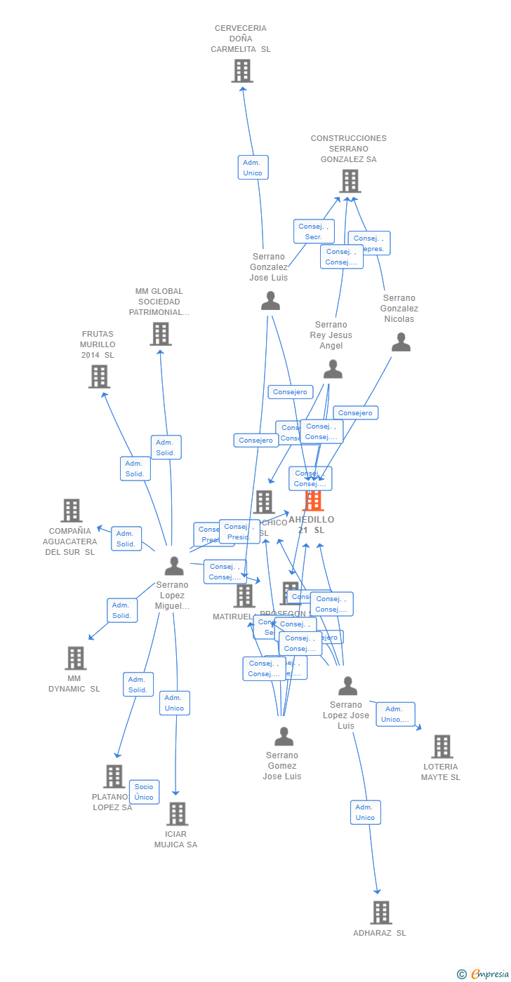 Vinculaciones societarias de AHEDILLO 21 SL
