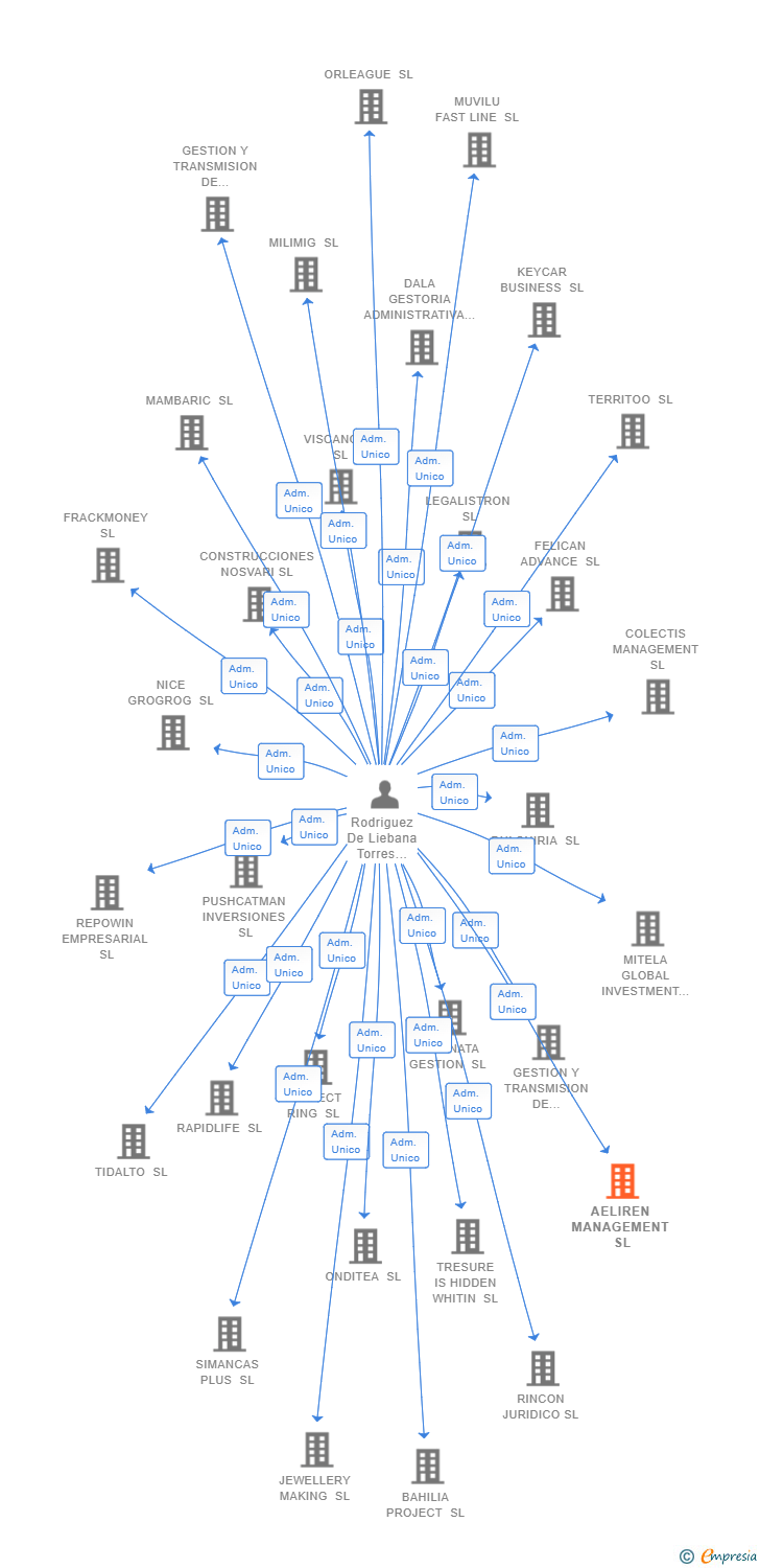 Vinculaciones societarias de AELIREN MANAGEMENT SL