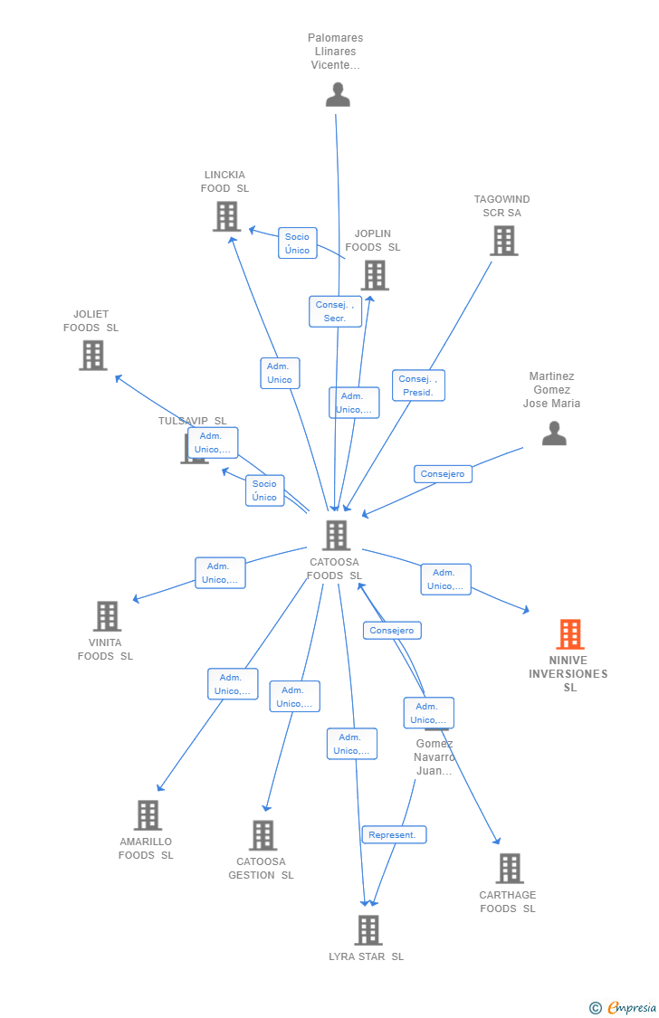 Vinculaciones societarias de NINIVE INVERSIONES SL