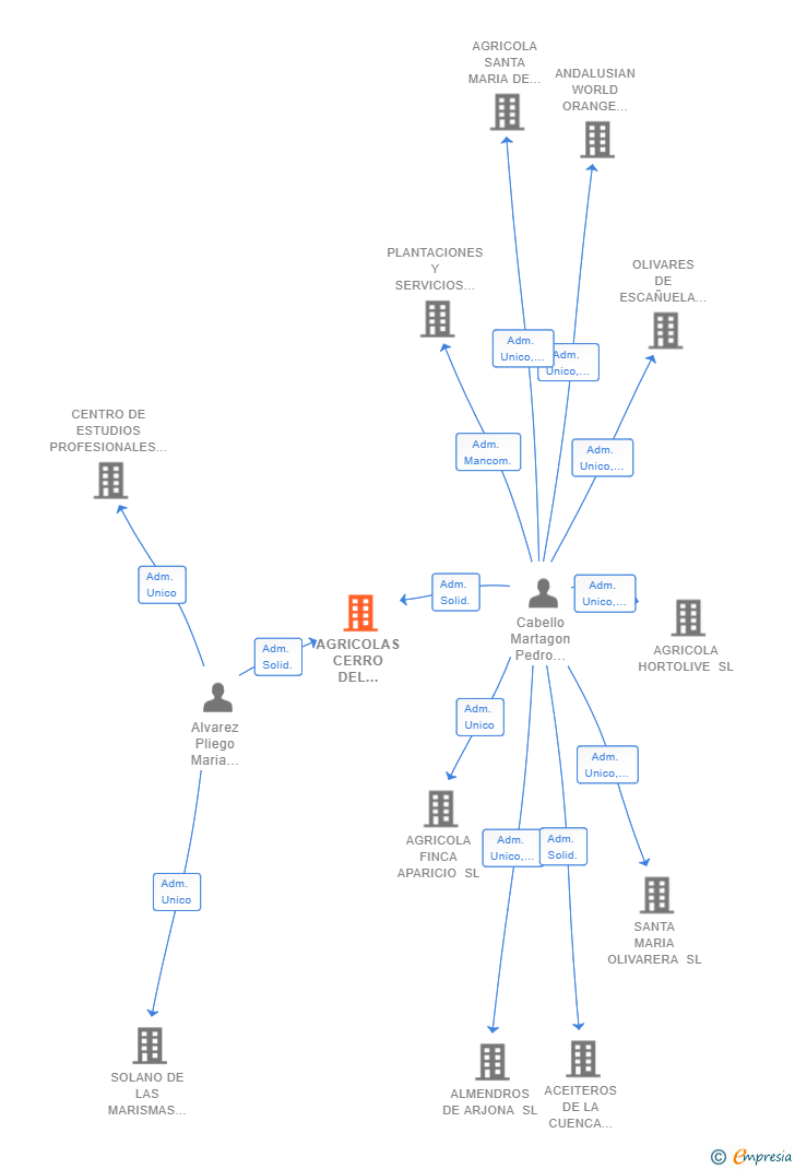 Vinculaciones societarias de AGRICOLAS CERRO DEL CAPITAN SL