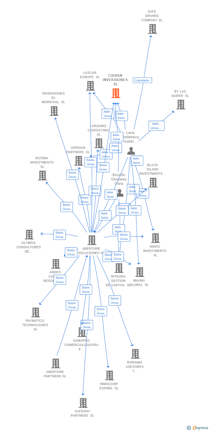 Vinculaciones societarias de CIARAN INVERSIONES SL
