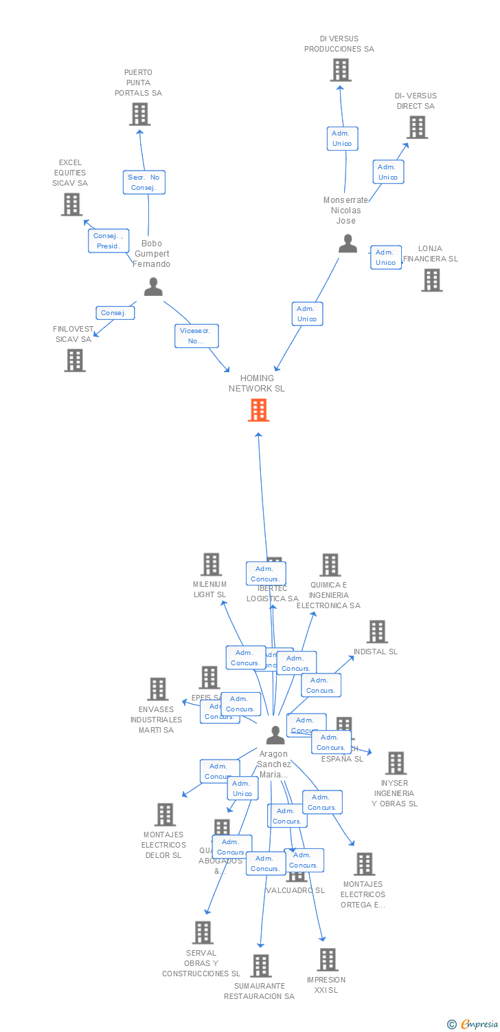 Vinculaciones societarias de HOMING NETWORK SL