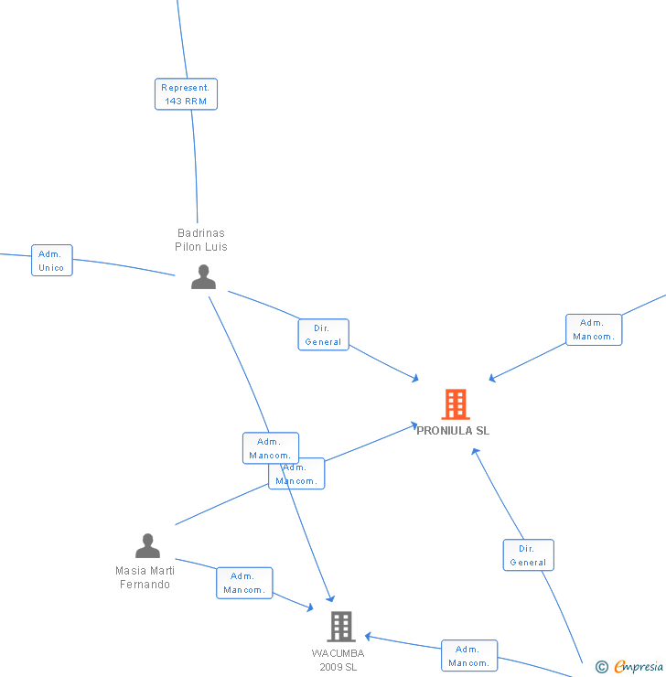 Vinculaciones societarias de PRONIULA SL