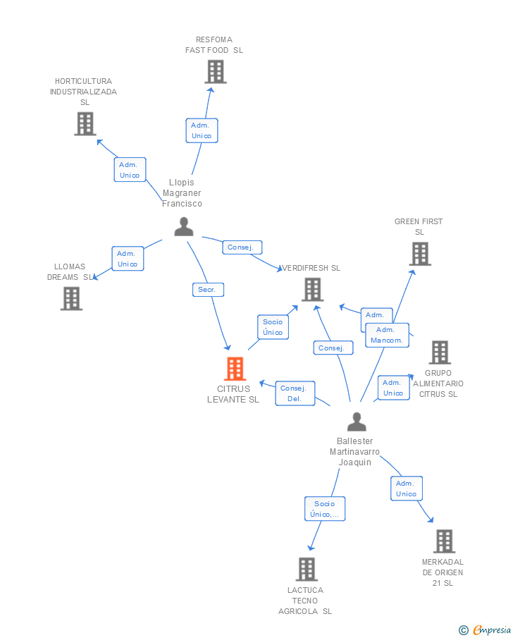 Vinculaciones societarias de CITRUS LEVANTE SL