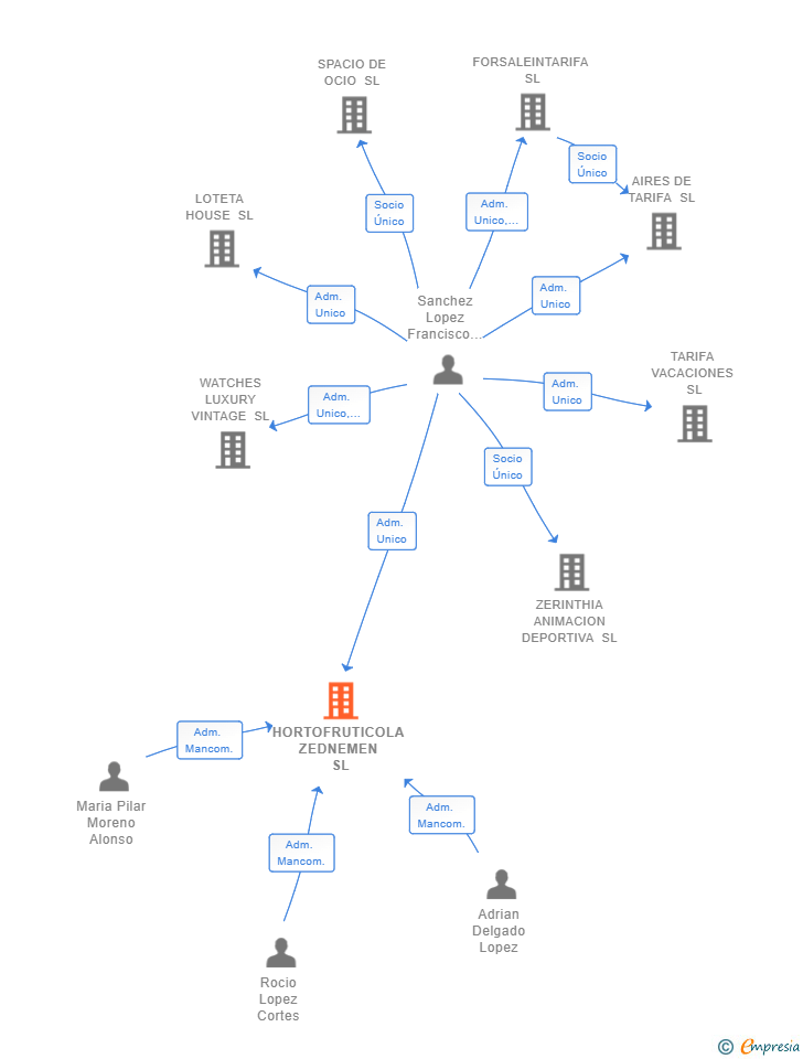 Vinculaciones societarias de HORTOFRUTICOLA ZEDNEMEN SL