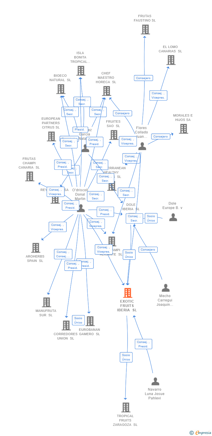 Vinculaciones societarias de EXOTIC FRUITS IBERIA SL