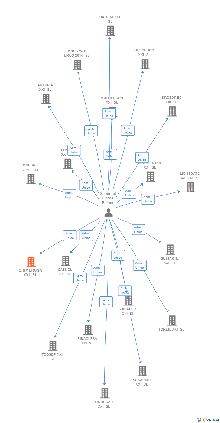 Vinculaciones societarias de GRIMERUSA XXI SL
