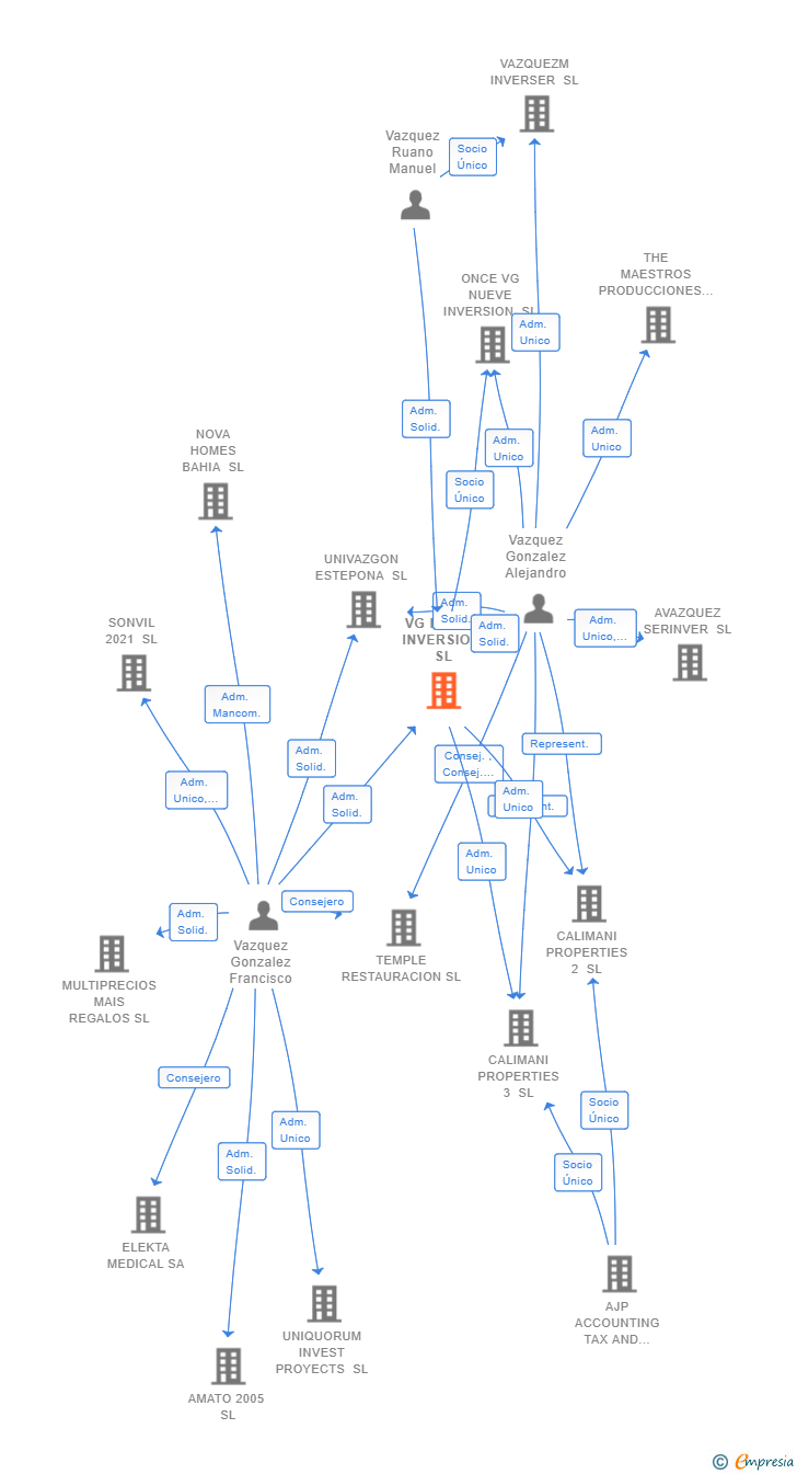 Vinculaciones societarias de VG NUEVE INVERSION SL