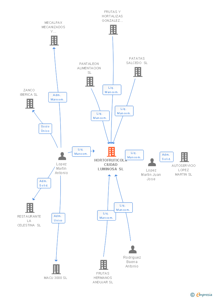 Vinculaciones societarias de HORTOFRUTICOLA CIUDAD LUMINOSA SL (EXTINGUIDA)
