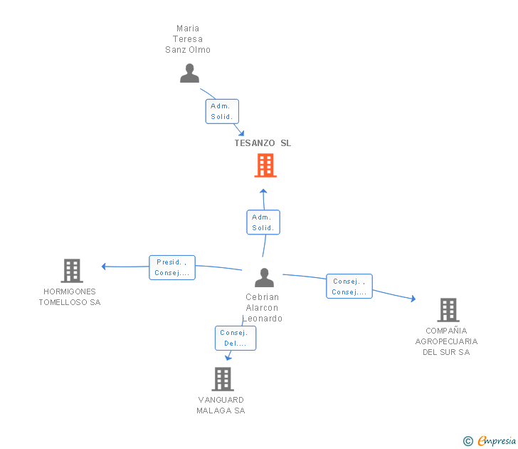 Vinculaciones societarias de TESANZO SL