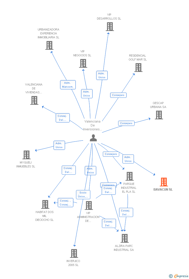 Vinculaciones societarias de BAVACUN SL