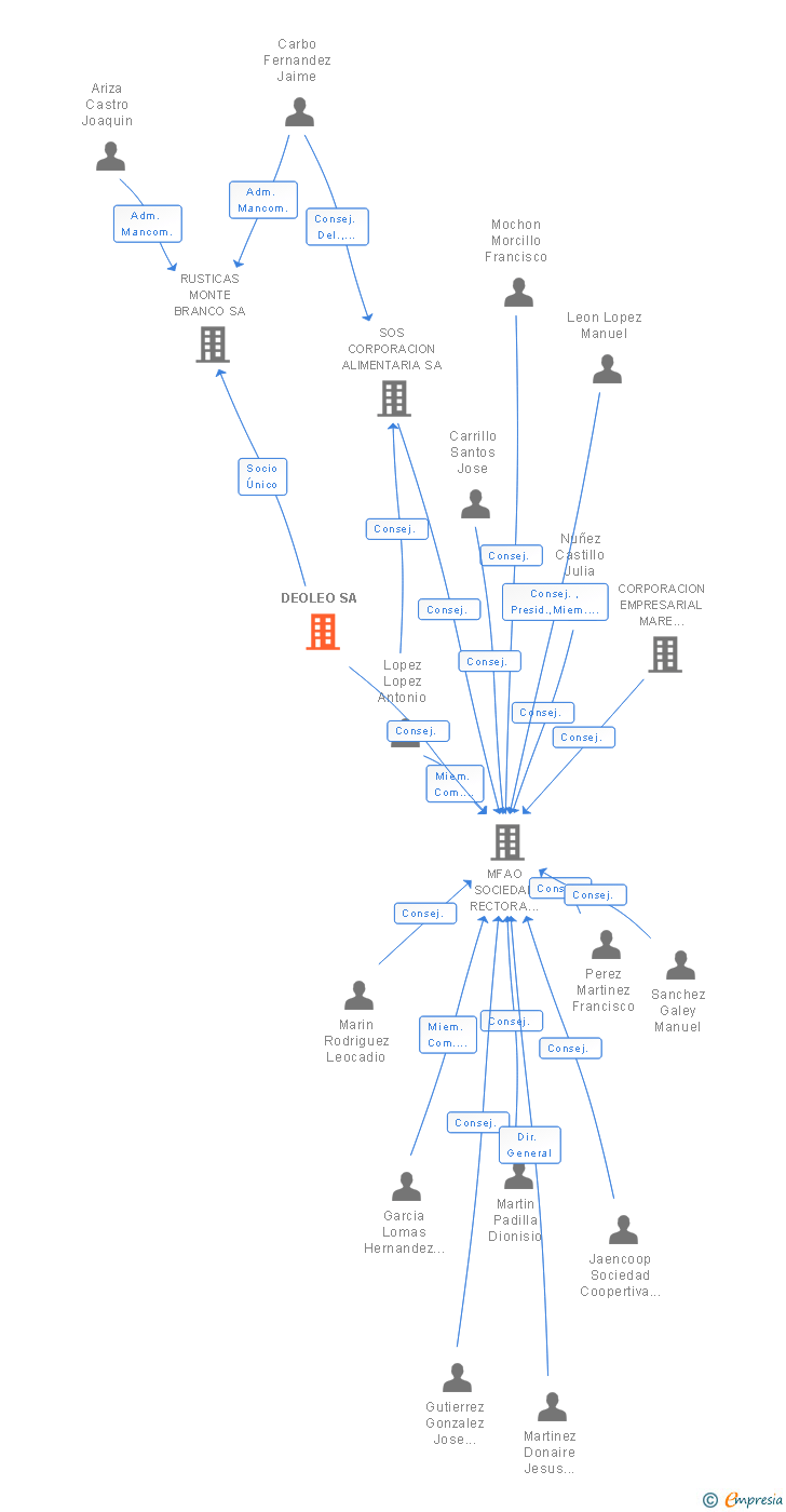 Vinculaciones societarias de DEOLEO SA