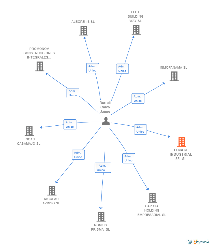 Vinculaciones societarias de TENAKE INDUSTRIAL 55 SL