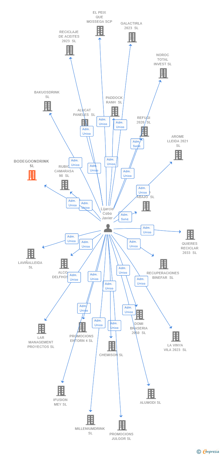 Vinculaciones societarias de BODEGOONDRINK SL