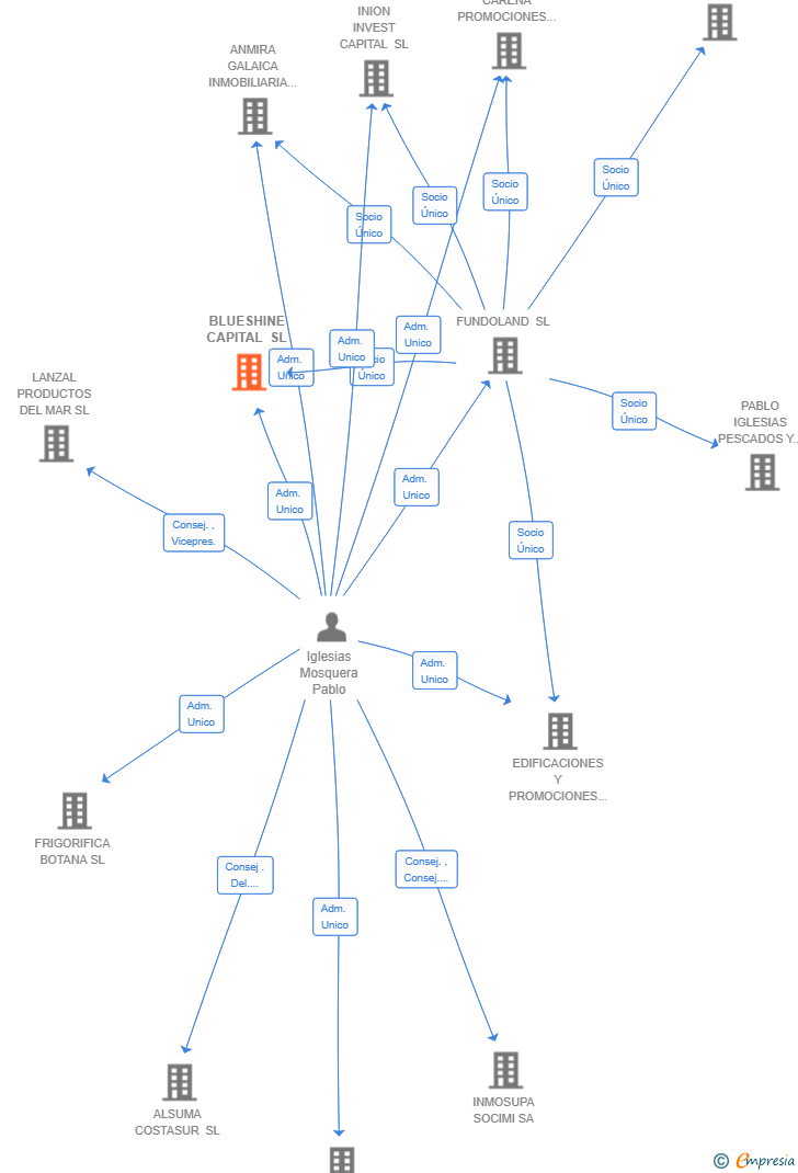 Vinculaciones societarias de BLUESHINE CAPITAL SL