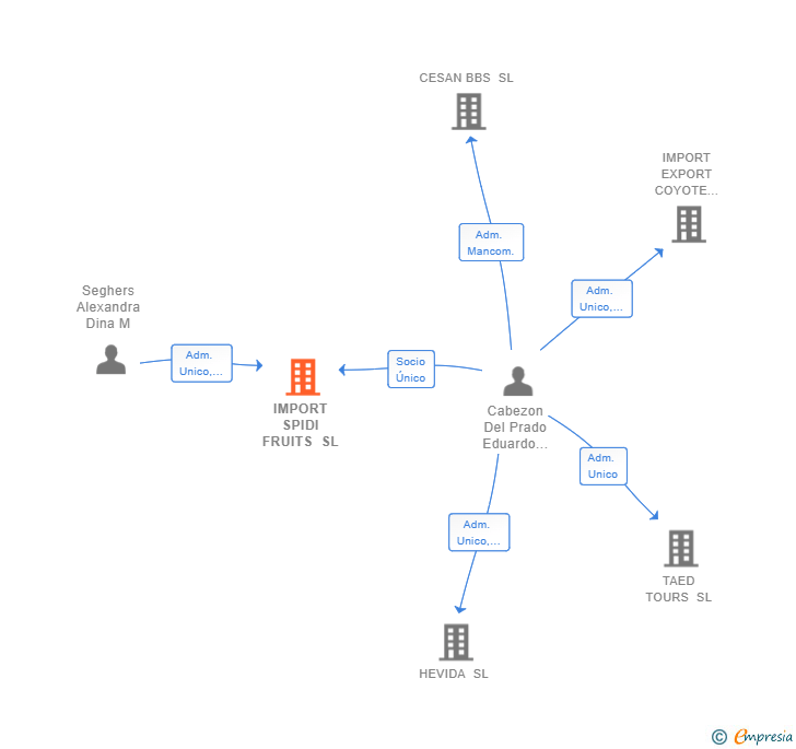 Vinculaciones societarias de IMPORT SPIDI FRUITS SL