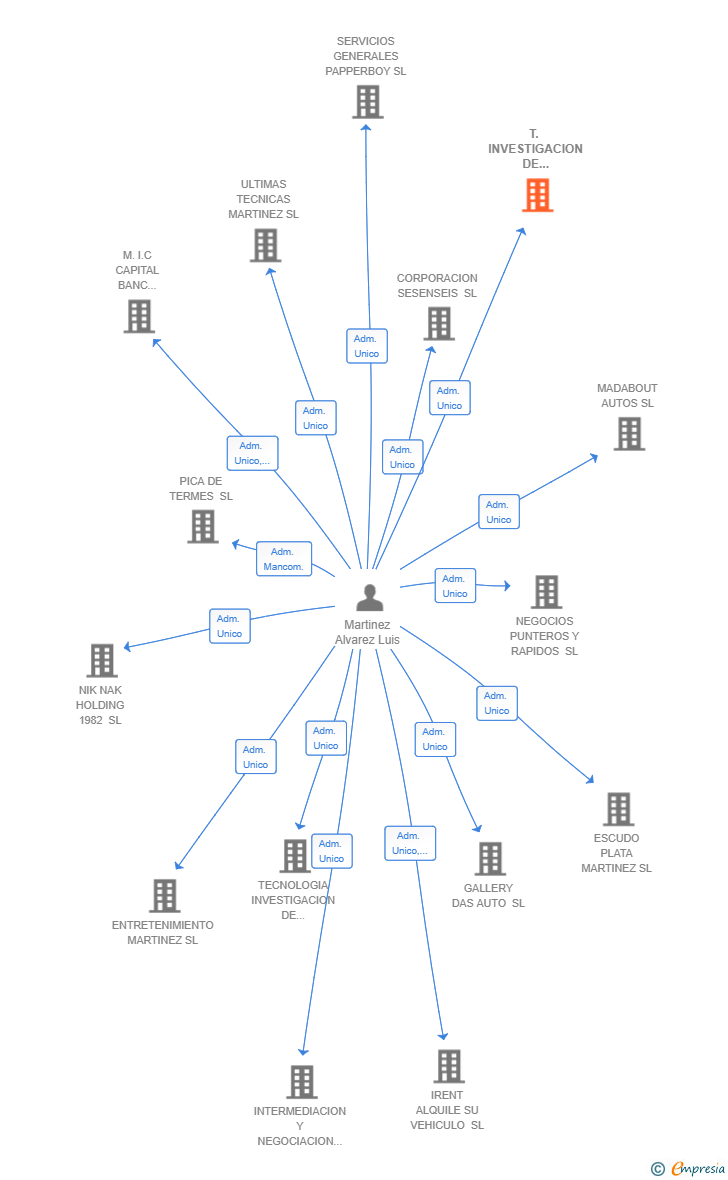 Vinculaciones societarias de T. INVESTIGACION DE NEGOCIOS ESPAÑOLA SL