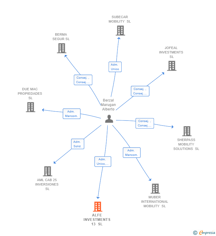 Vinculaciones societarias de ALFE INVESTMENTS 13 SL