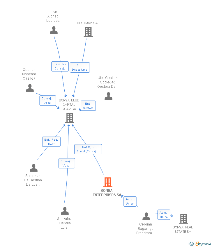 Vinculaciones societarias de BONSAI ENTERPRISES SA