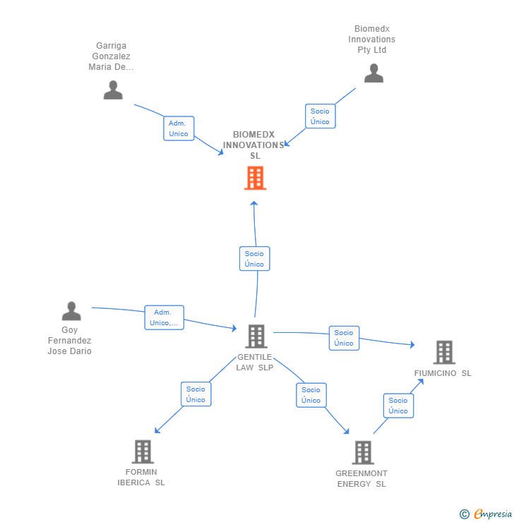 Vinculaciones societarias de BIOMEDX INNOVATIONS SL