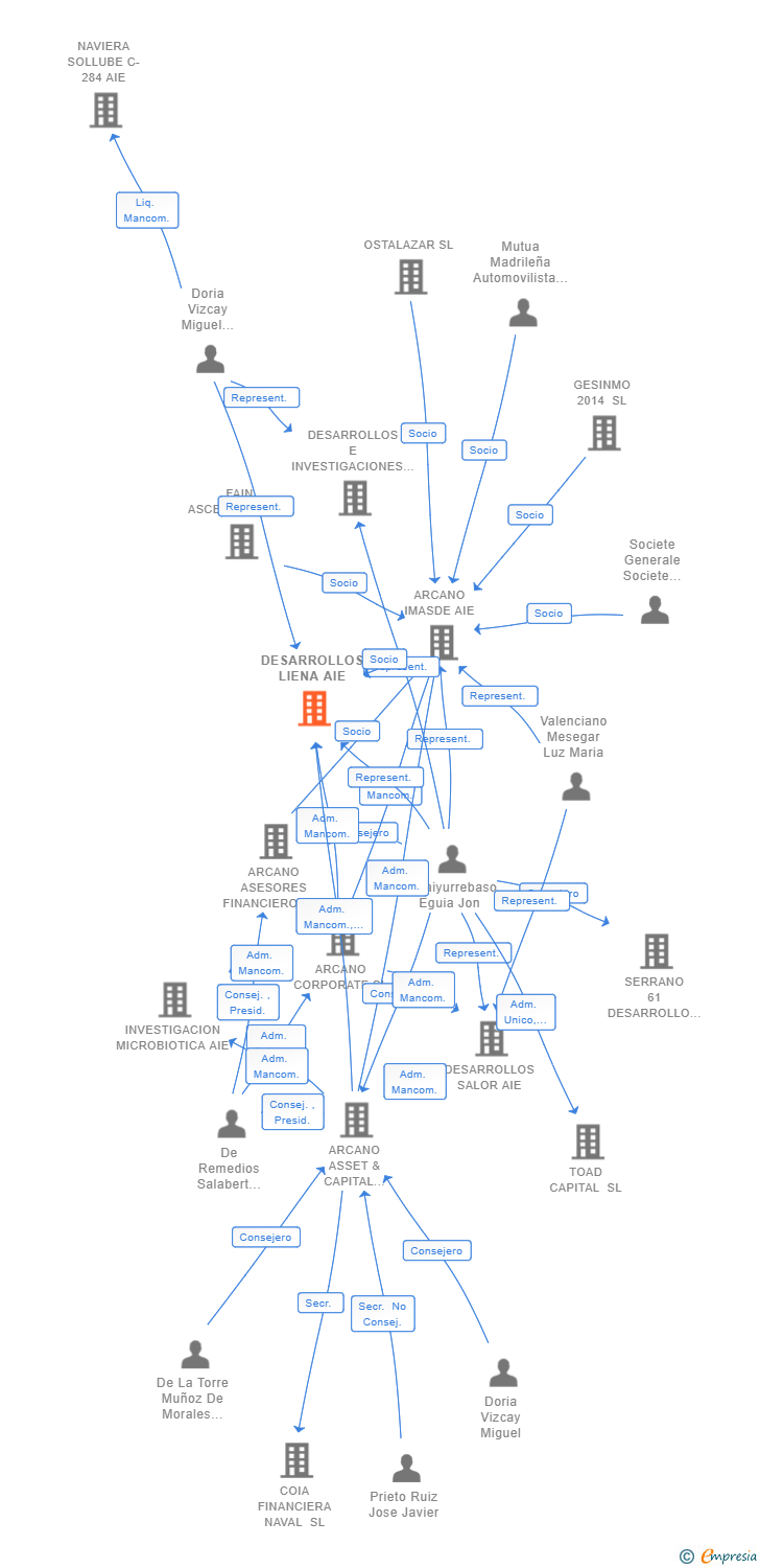 Vinculaciones societarias de DESARROLLOS LIENA AIE (EXTINGUIDA)