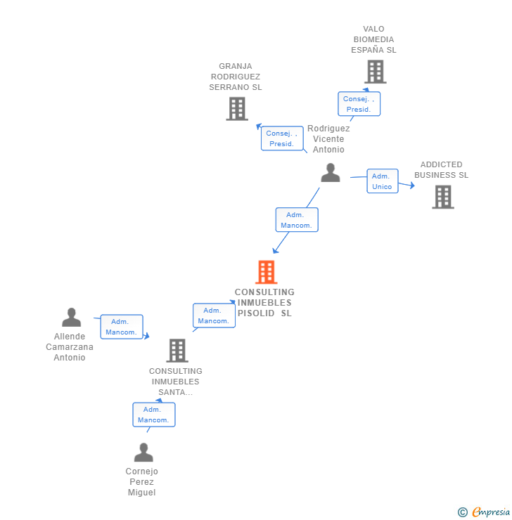 Vinculaciones societarias de CONSULTING INMUEBLES PISOLID SL
