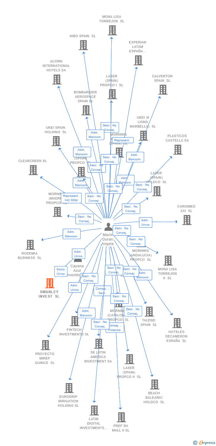 Vinculaciones societarias de SWANLEY INVEST SL