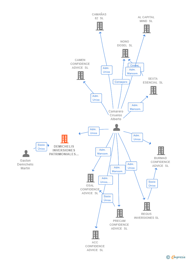 Vinculaciones societarias de DEMICHELIS INVERSIONES PATRIMONIALES SL