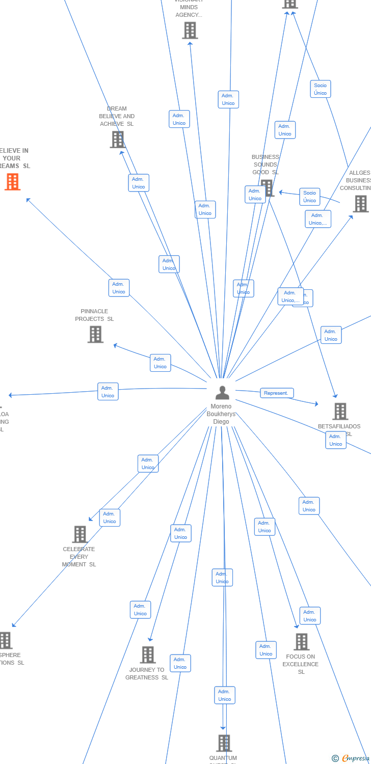 Vinculaciones societarias de BELIEVE IN YOUR DREAMS SL