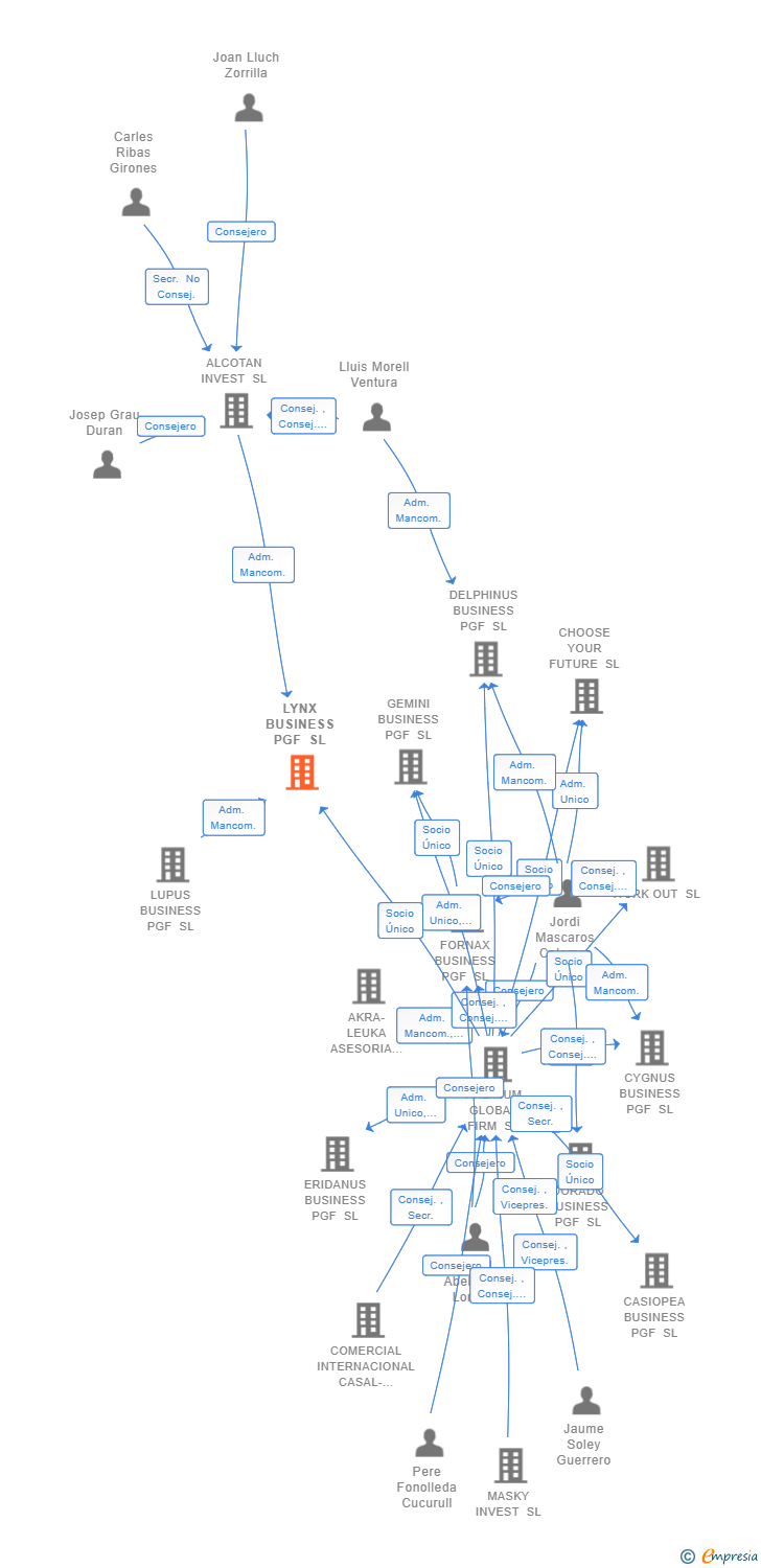 Vinculaciones societarias de LYNX BUSINESS PGF SL
