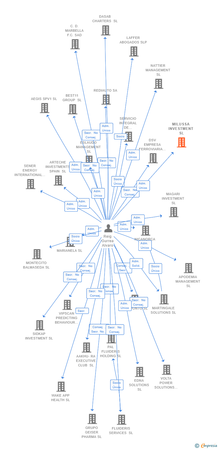 Vinculaciones societarias de MILUSSA INVESTMENT SL