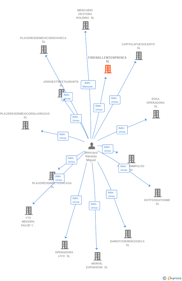 Vinculaciones societarias de FIREBALLENTERPRISES SL