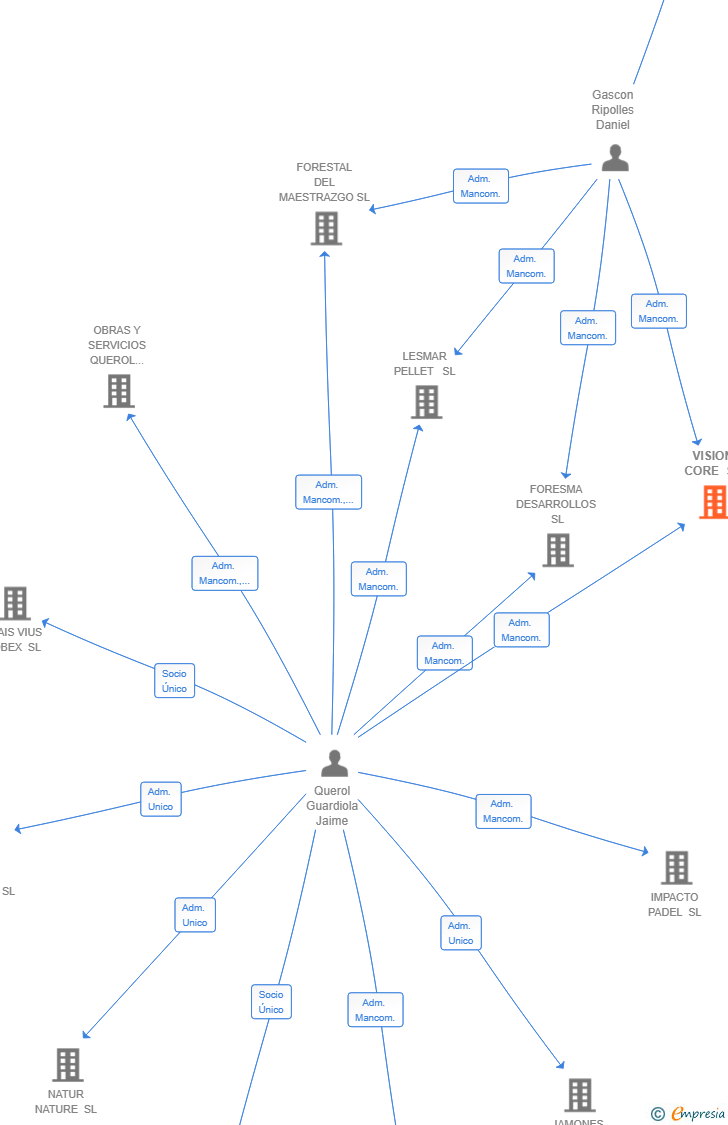 Vinculaciones societarias de VISION CORE SL