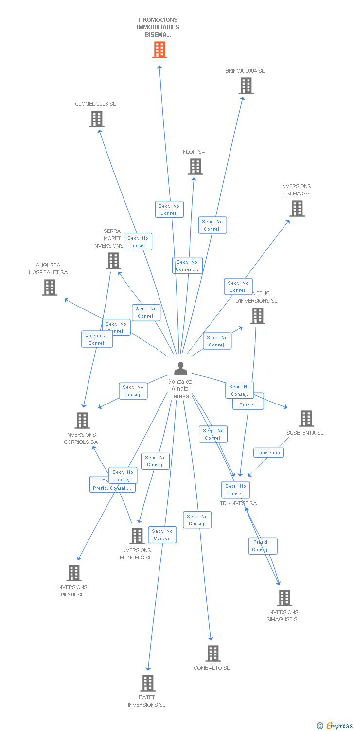 Vinculaciones societarias de PROMOCIONS IMMOBILIARIES BISEMA 2000 SL