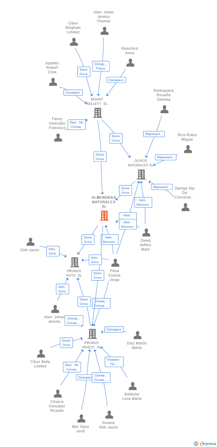 Vinculaciones societarias de ALMENDRAS NATURALES SL