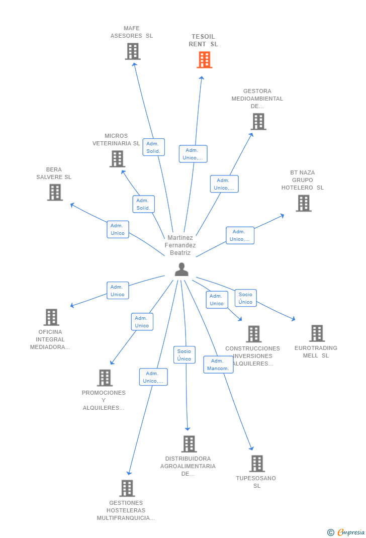 Vinculaciones societarias de TESOIL RENT SL
