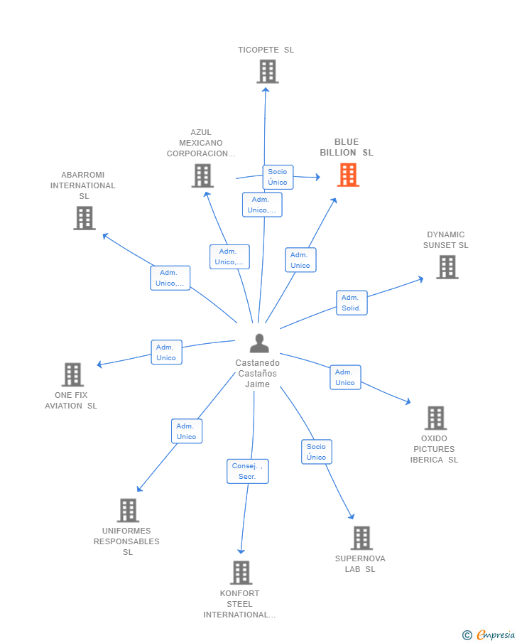 Vinculaciones societarias de BLUE BILLION SL