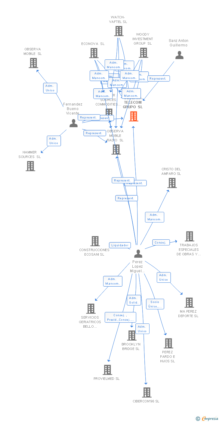 Vinculaciones societarias de OBSERVA TELECOM GRUPO SL