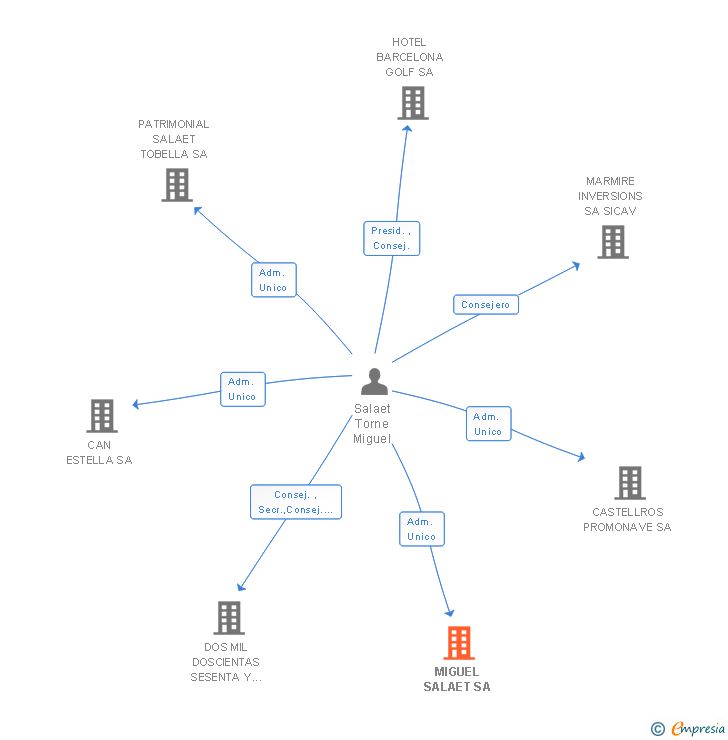 Vinculaciones societarias de MIGUEL SALAET SA