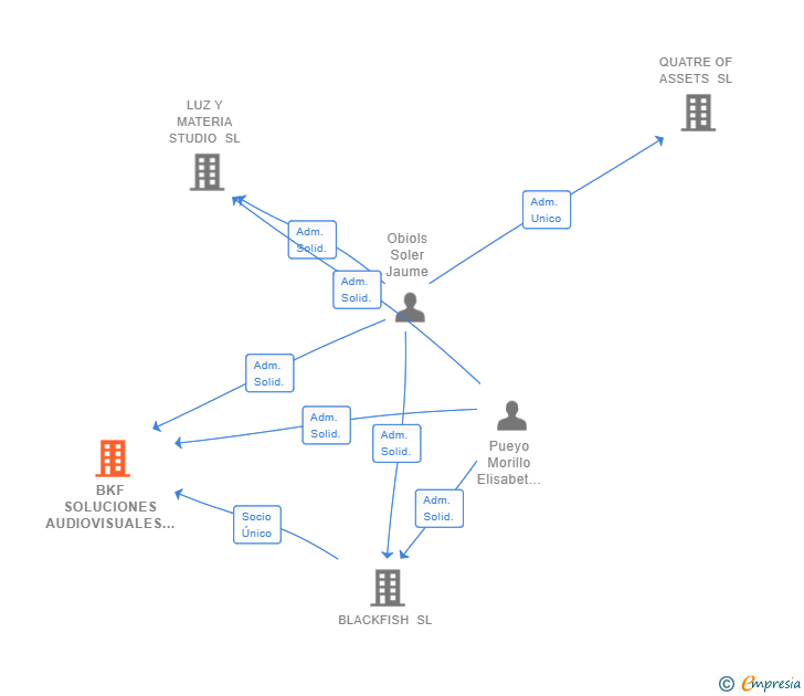 Vinculaciones societarias de BKF SOLUCIONES AUDIOVISUALES SL