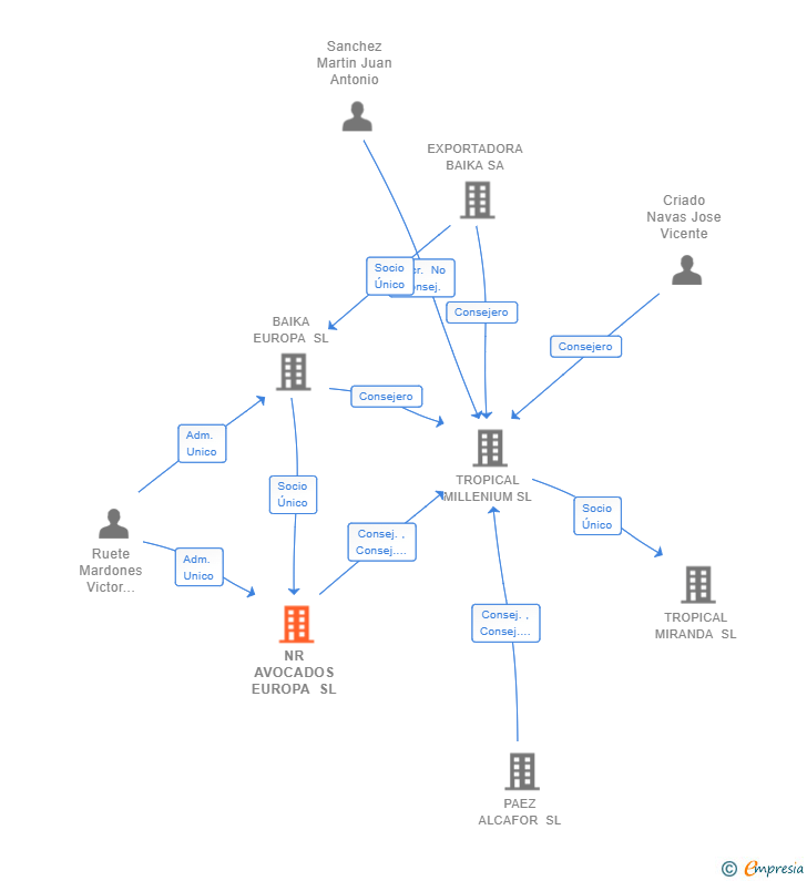 Vinculaciones societarias de NR AVOCADOS EUROPA SL