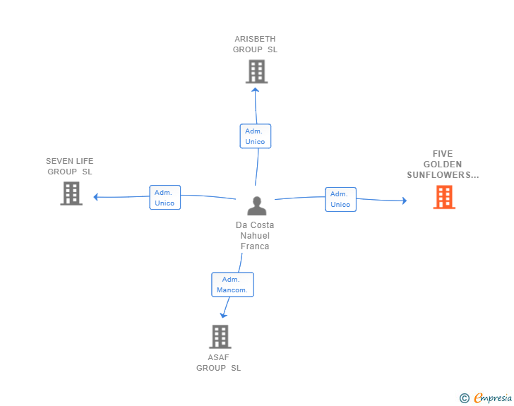 Vinculaciones societarias de FIVE GOLDEN SUNFLOWERS SL