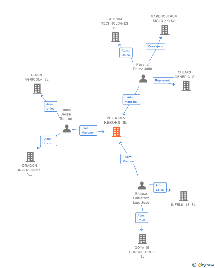 Vinculaciones societarias de PEGASUS REBORN SL